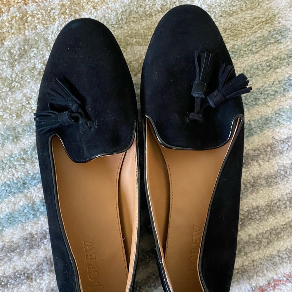 Jcrew Black Suede Flats with Tassles